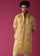 Canary Yellow Jacket Kurta Set In Silk With Floral Print