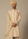 Gold Silk Sherwani Set With Embroidered Detail